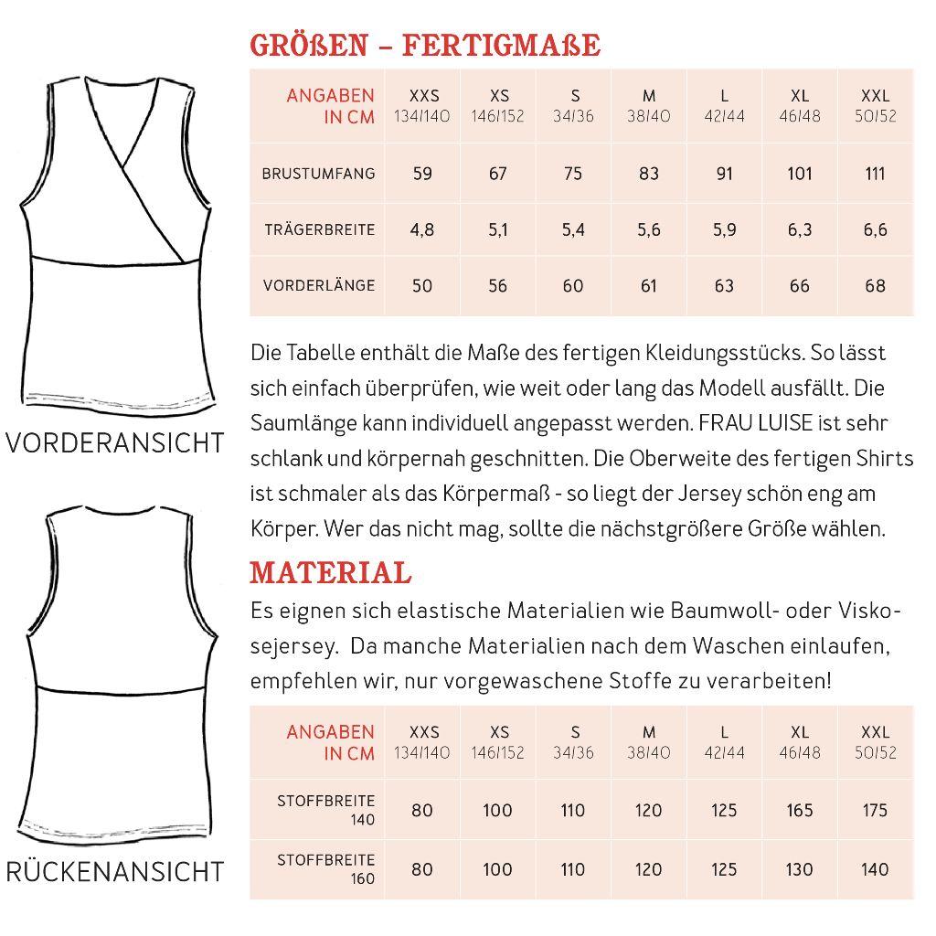 Papierschnittmuster Wickeltop Frau Luise XXS-XXL